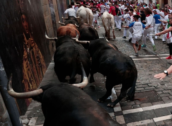 Una carrera de locos, cabestrada y nobleza en el encierro más rápido'